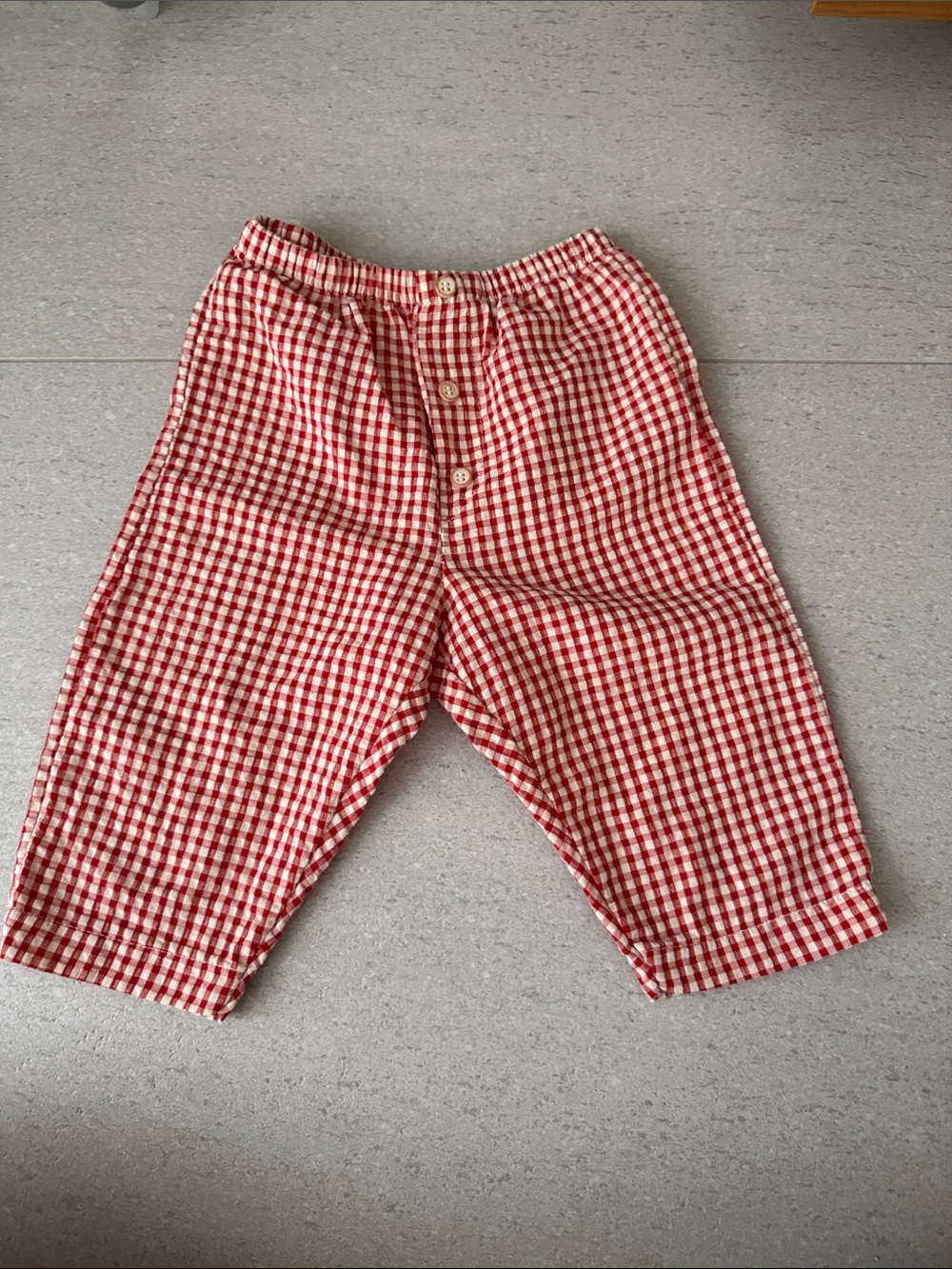 Zara Red and White Gingham Cotton Button-Front Bottoms